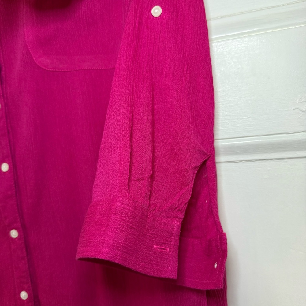 Charter Club Fuchsia Pink Roll-Tab Button Down Blouse - XL - Picture 6 of 10